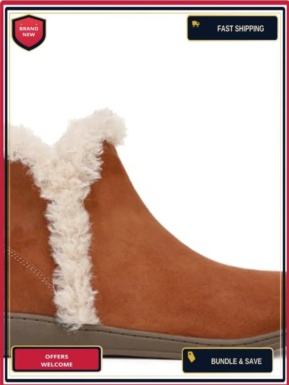 Faux Shearling Lined Pull-On Round Toe Suede Ankle Booties